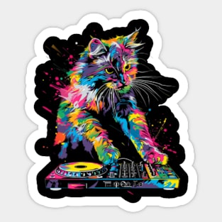 Cat DJ Pulse Sticker